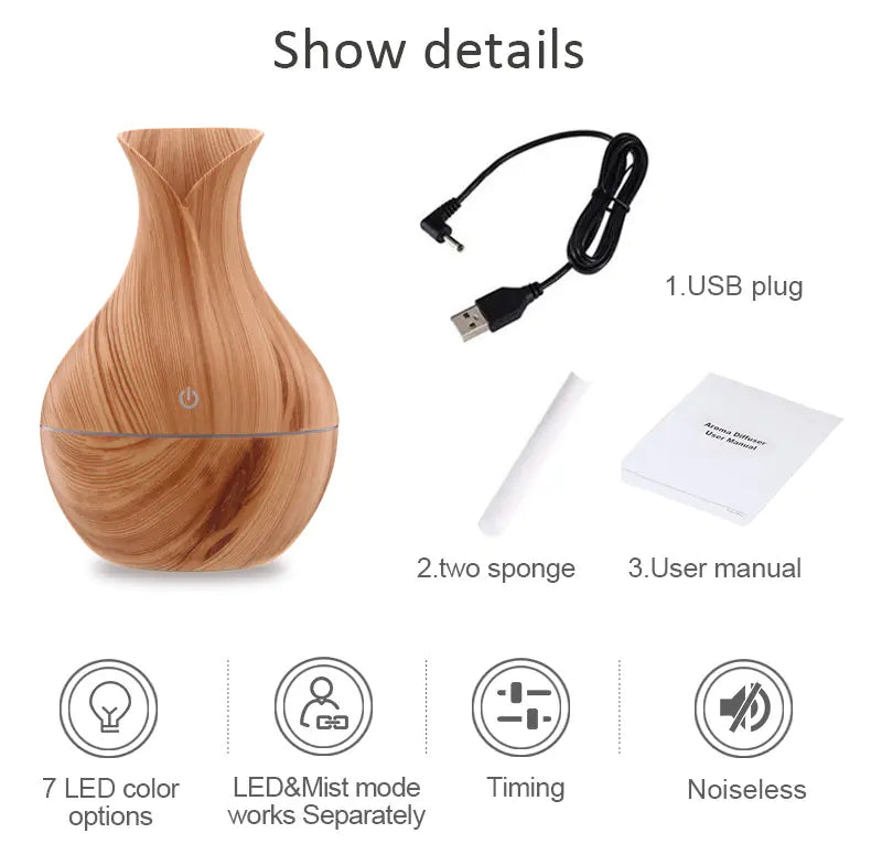 Wood Grain Humidifier Aromatherapy Air Freshener
